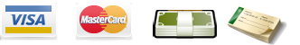 Visa, MasterCard, Discover, American Express, Check, Cash